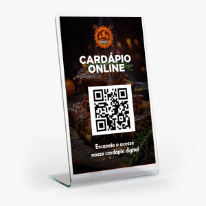 Display em Acrílico ! Cardápio Qr-code | 10 Unidades Acrílico Branco 155x105mm 4x0 Impressão Digital UV  Dobra 75°