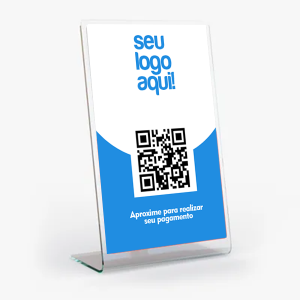 Display em Acrílico | Qr-code Pix | 10 Unidades Acrílico Branco 155x105mm 4x0 Impressão Digital UV  Dobra 75°